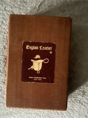 English Leather Brown Wooden Box